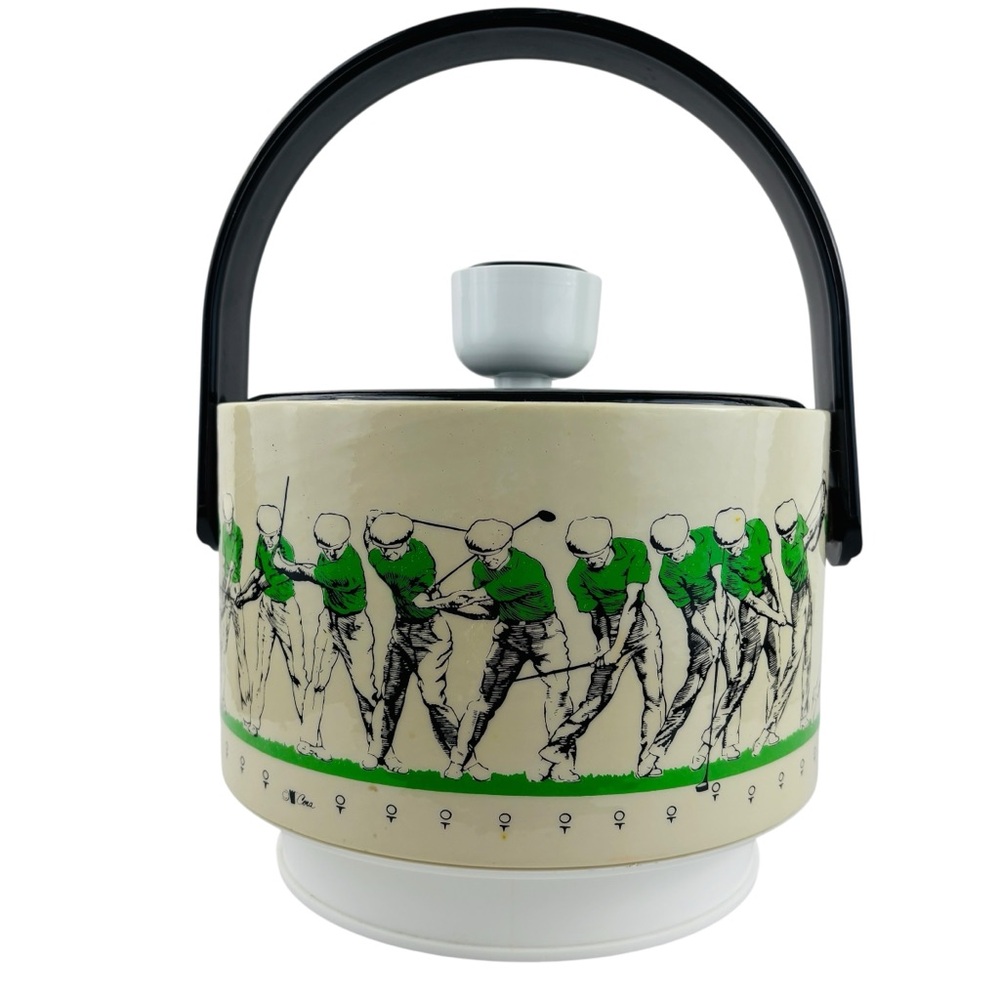 VTG Cera Ben Hogan The Basic Swing 70s Mid Century Ice Bucket Barware Golf Sport
